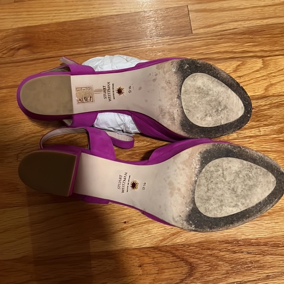 Stuart Weitzman Ivona Heel Raspberry Suede 9.5 - Picture 4 of 9